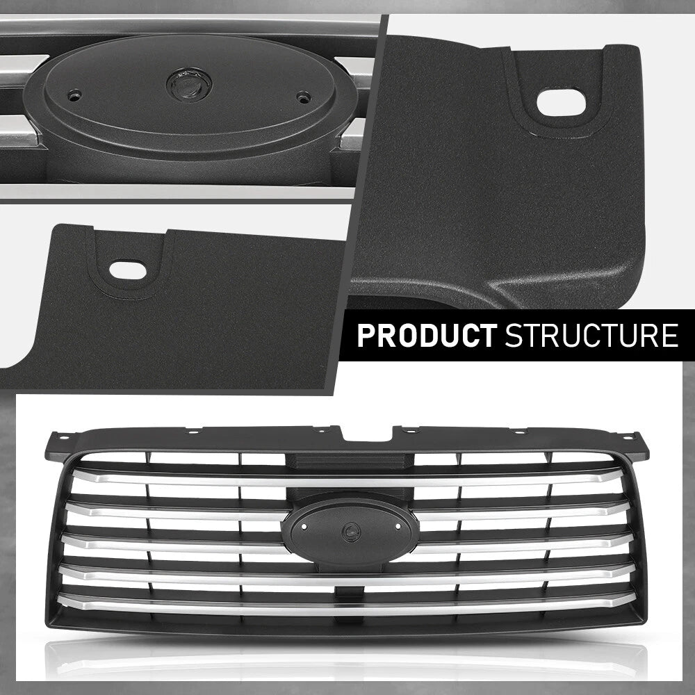 Front Bumper Upper Grille for Subaru Forester (2006–2008) Black & Silver