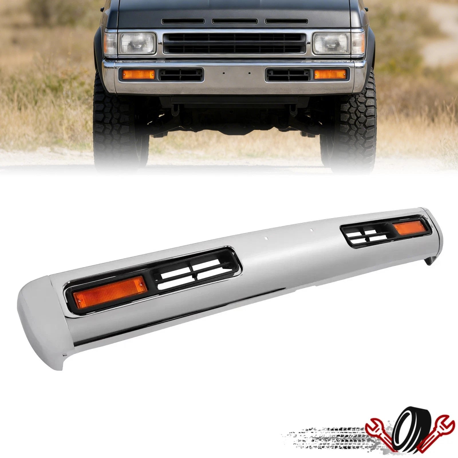 Chrome Front Bumper Grille with Lamp for Nissan Pickup (1995–1997)