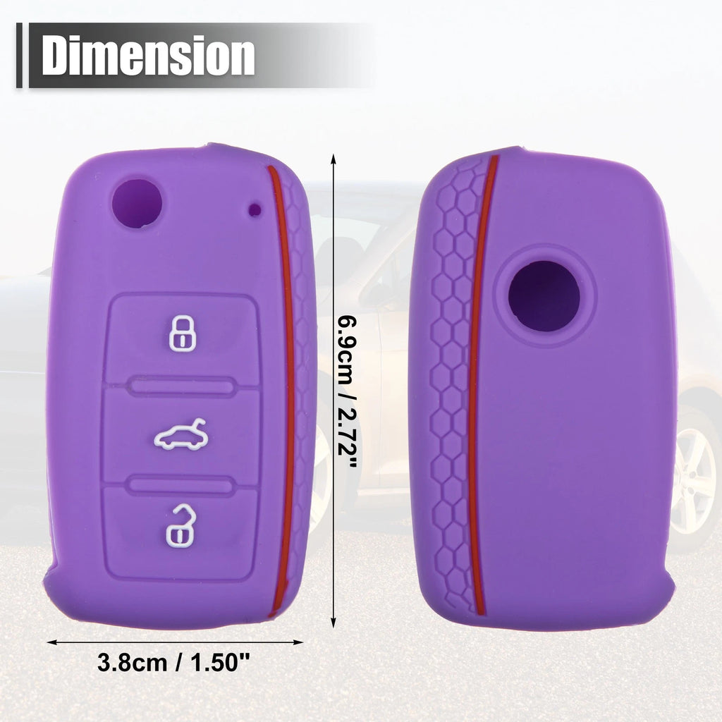 2X Purple Silicone Key Fob Shell for Volkswagen CC (3 Button) 723115242324
