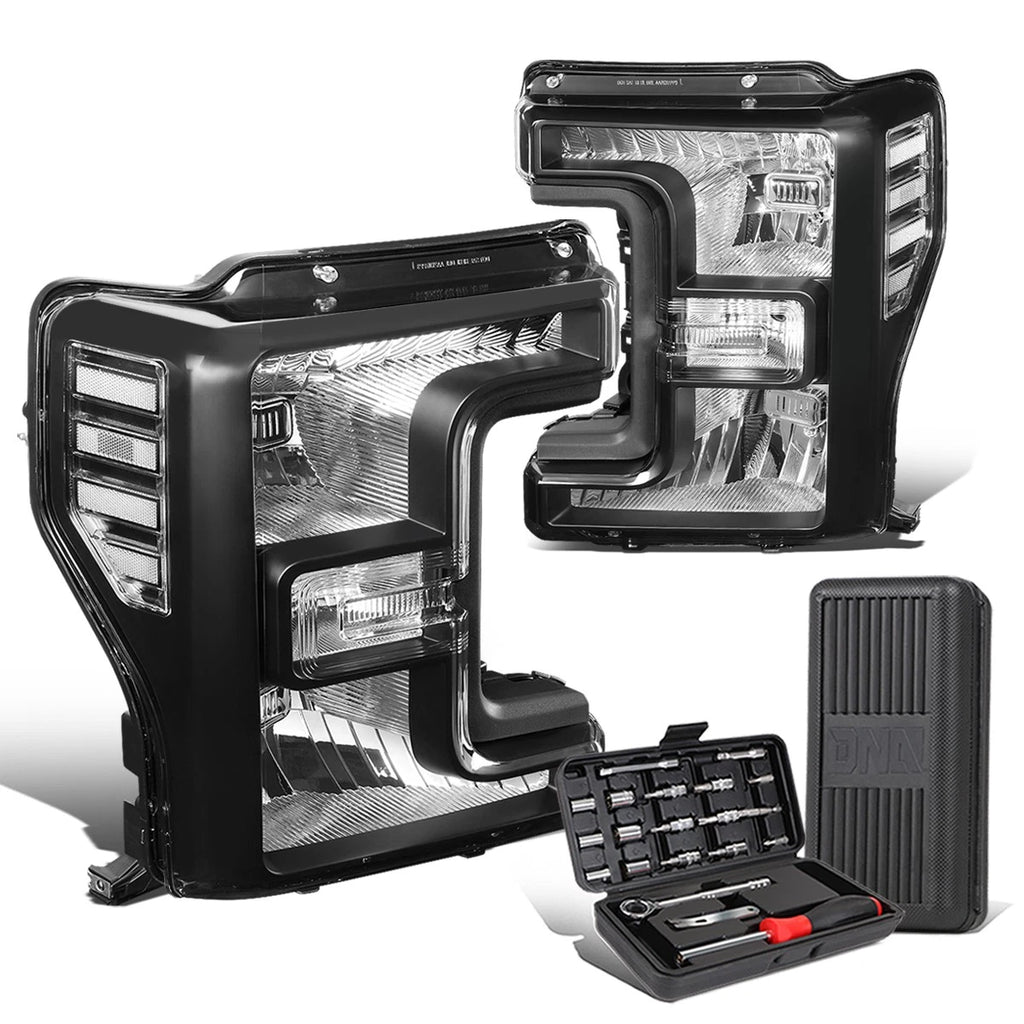 Black/Clear Signal Headlight Lamps for Ford F-250 Super Duty (2017–2019)