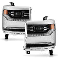 Full LED Headlights for Chevy Silverado 1500 (2016–2018) Chrome Bezel Left+Right