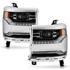 Full LED Headlights for Chevy Silverado 1500 (2016–2018) Chrome Bezel Left+Right