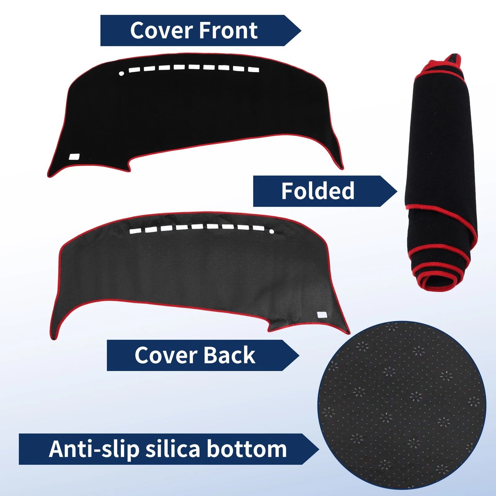 Dash Cover for Toyota Estima 50 Series (2006–2019) Polyester Black Red Edge Set
