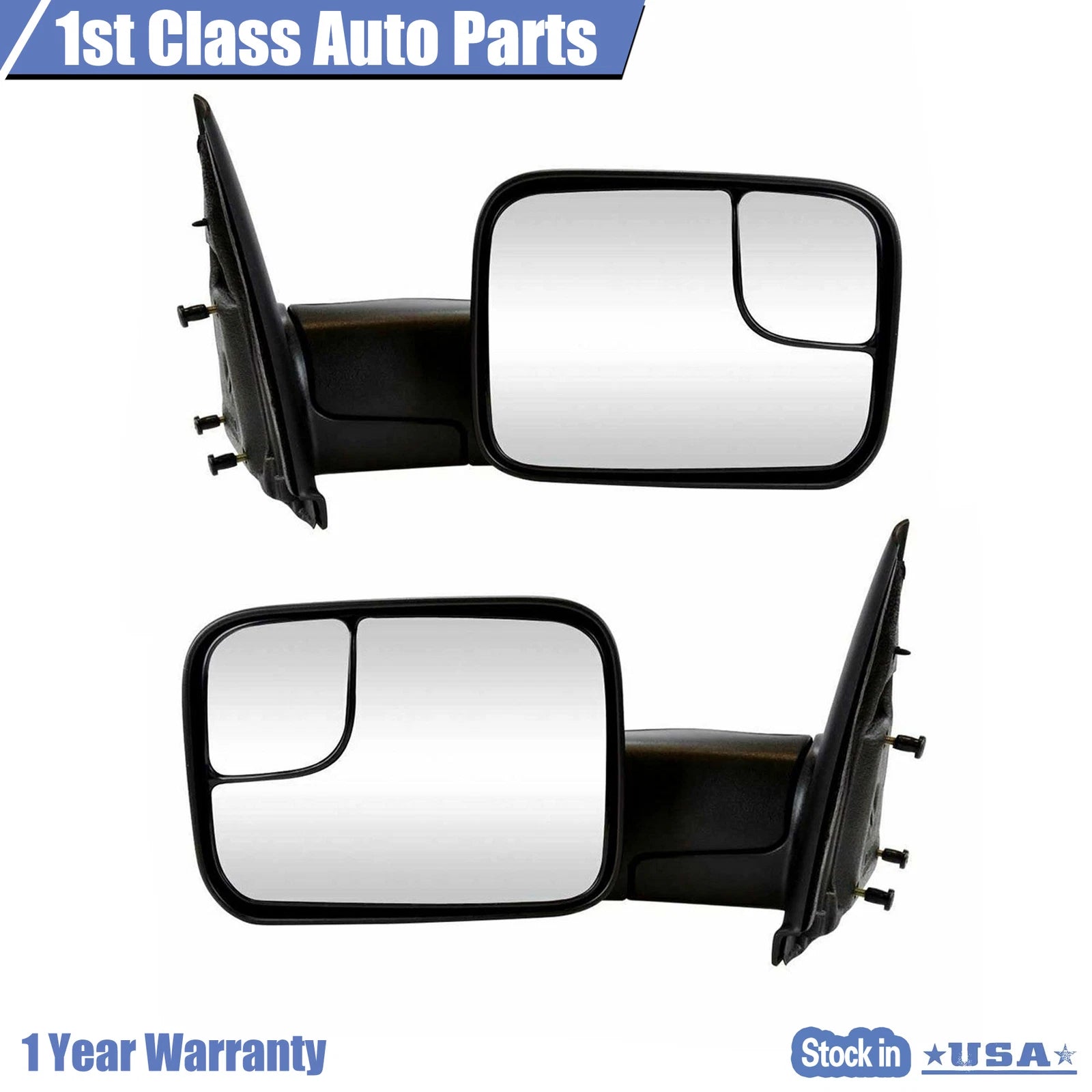 Pair Manual Towing Side View Mirrors for Dodge Ram 2500 3500 (2002-2009)