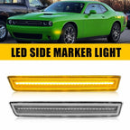 2X Amber LED Front Side Marker Lights Clear Lens for Dodge Challenger (2015–2023)