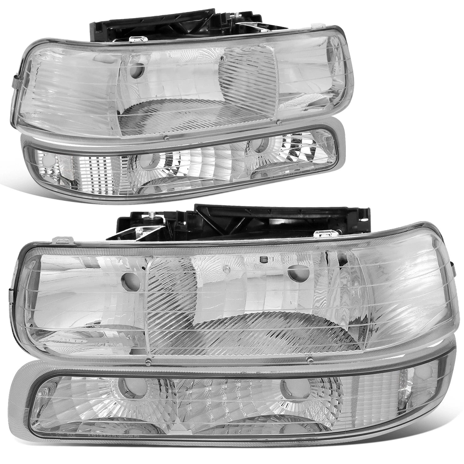 Chrome Housing Clear Corner Headlight Bumper Lamps for Chevy Silverado (1999–2002)