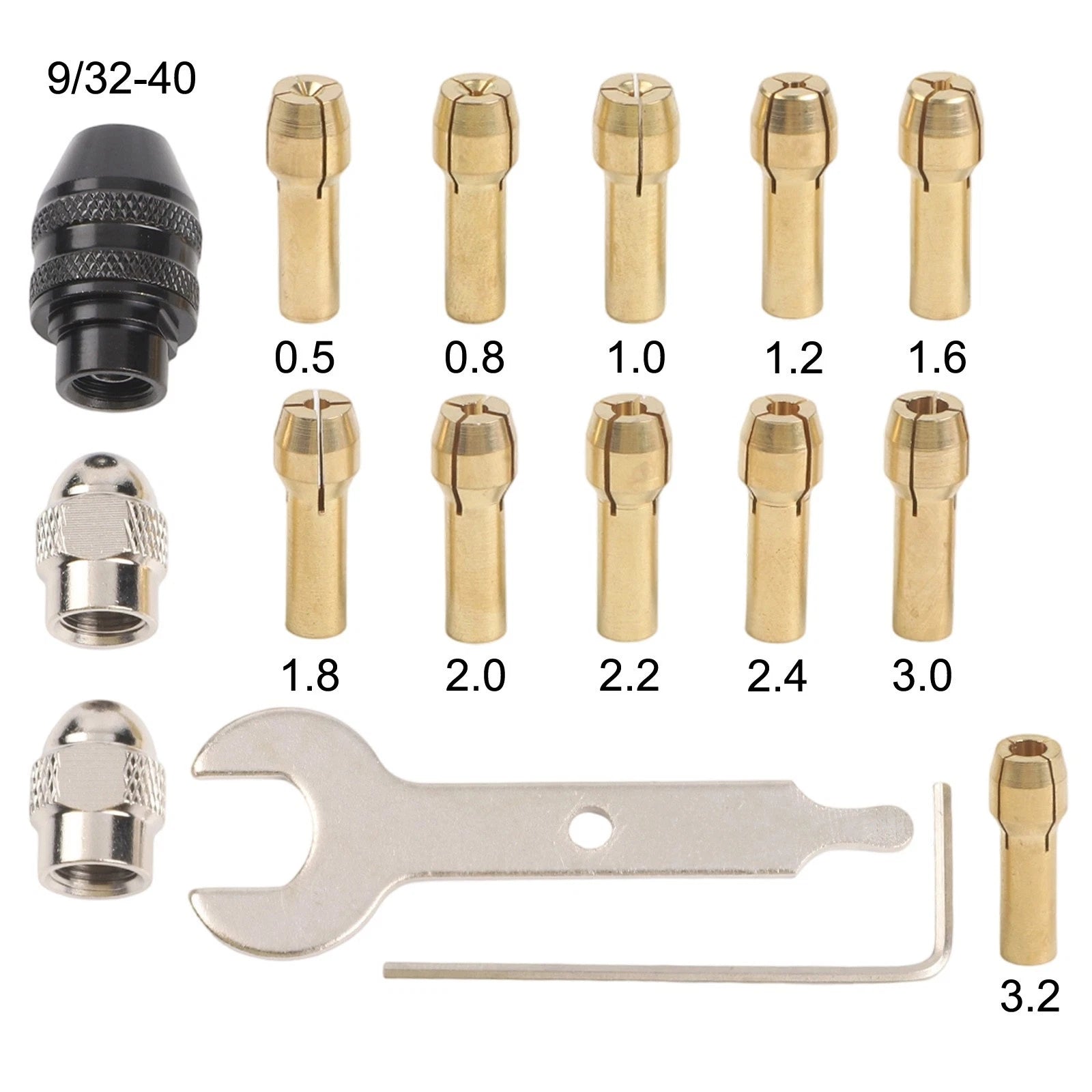16pcs Drill Chuck Collet Set 0.532mm for Electric Rotary Tools