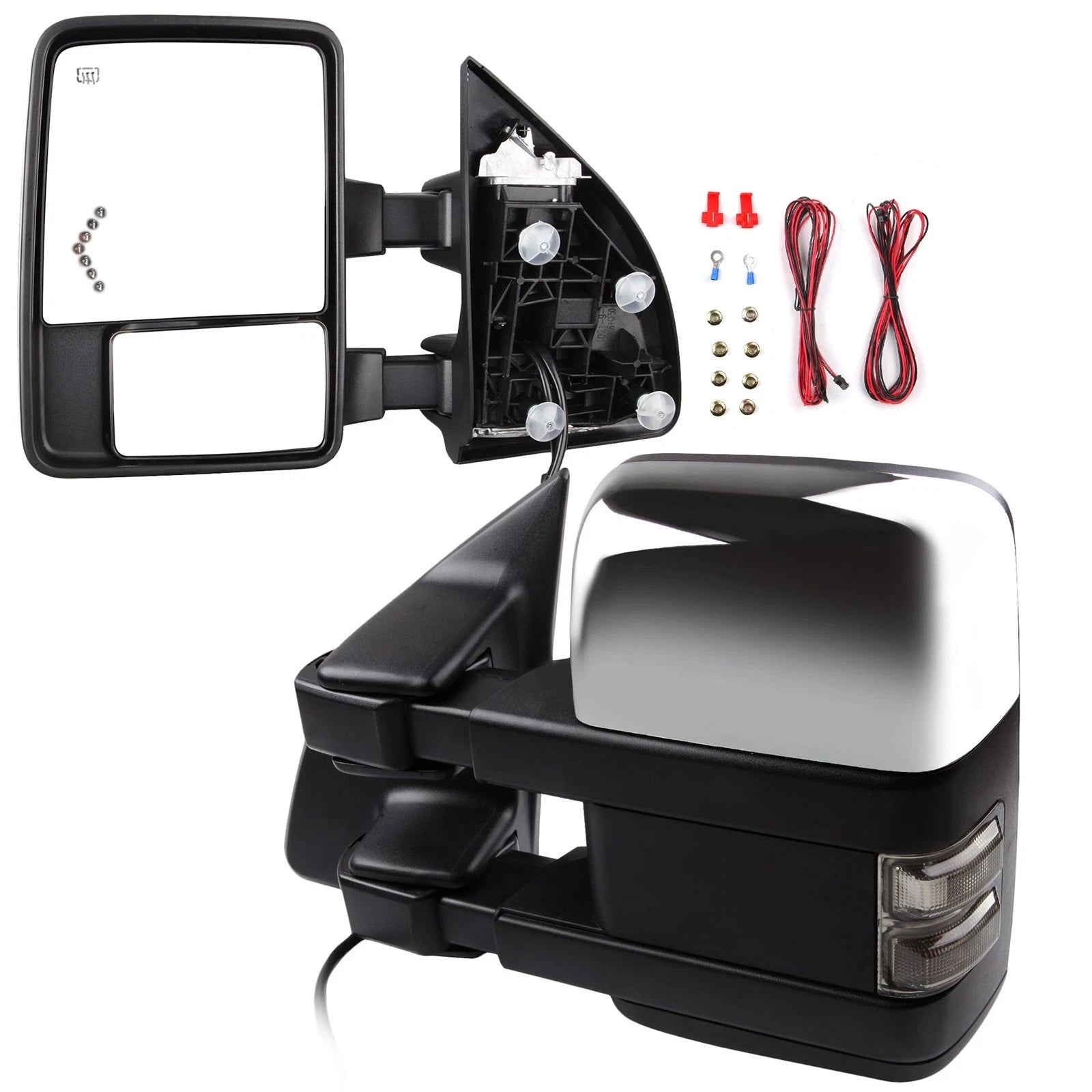 Chrome Power Heated Tow Mirrors for Ford F250-F550 (2003–2007)