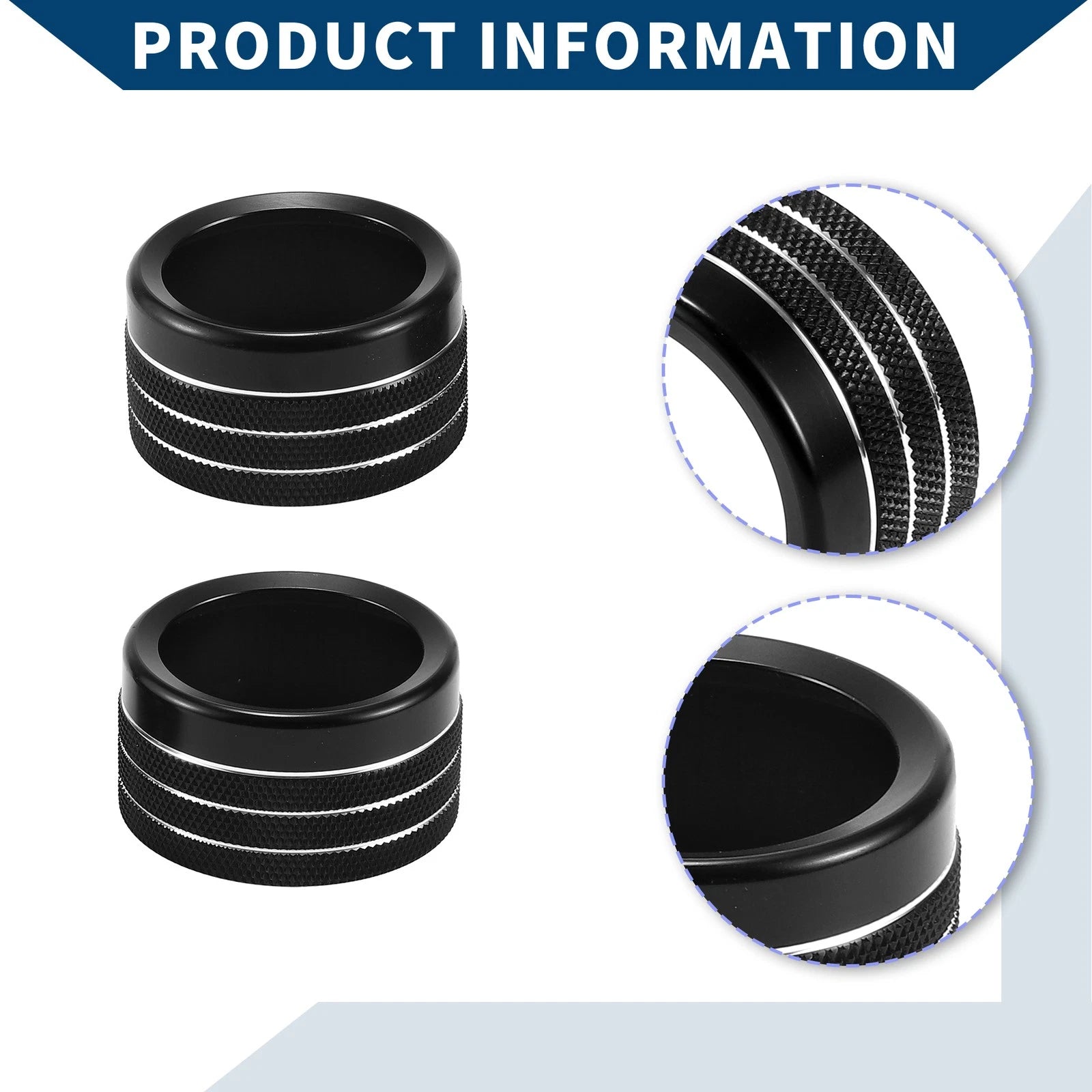 Set of 2 Media Radio Audio Tune Switch Knob Covers for Dodge RAM (2019–2022) Black
