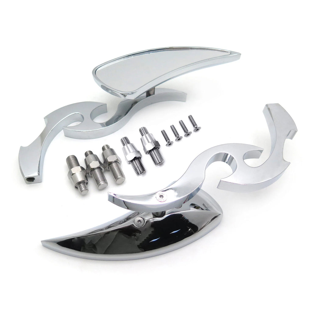Chrome Burning Fury Blade Running Mirror for Honda Kawasaki Suzuki (All)