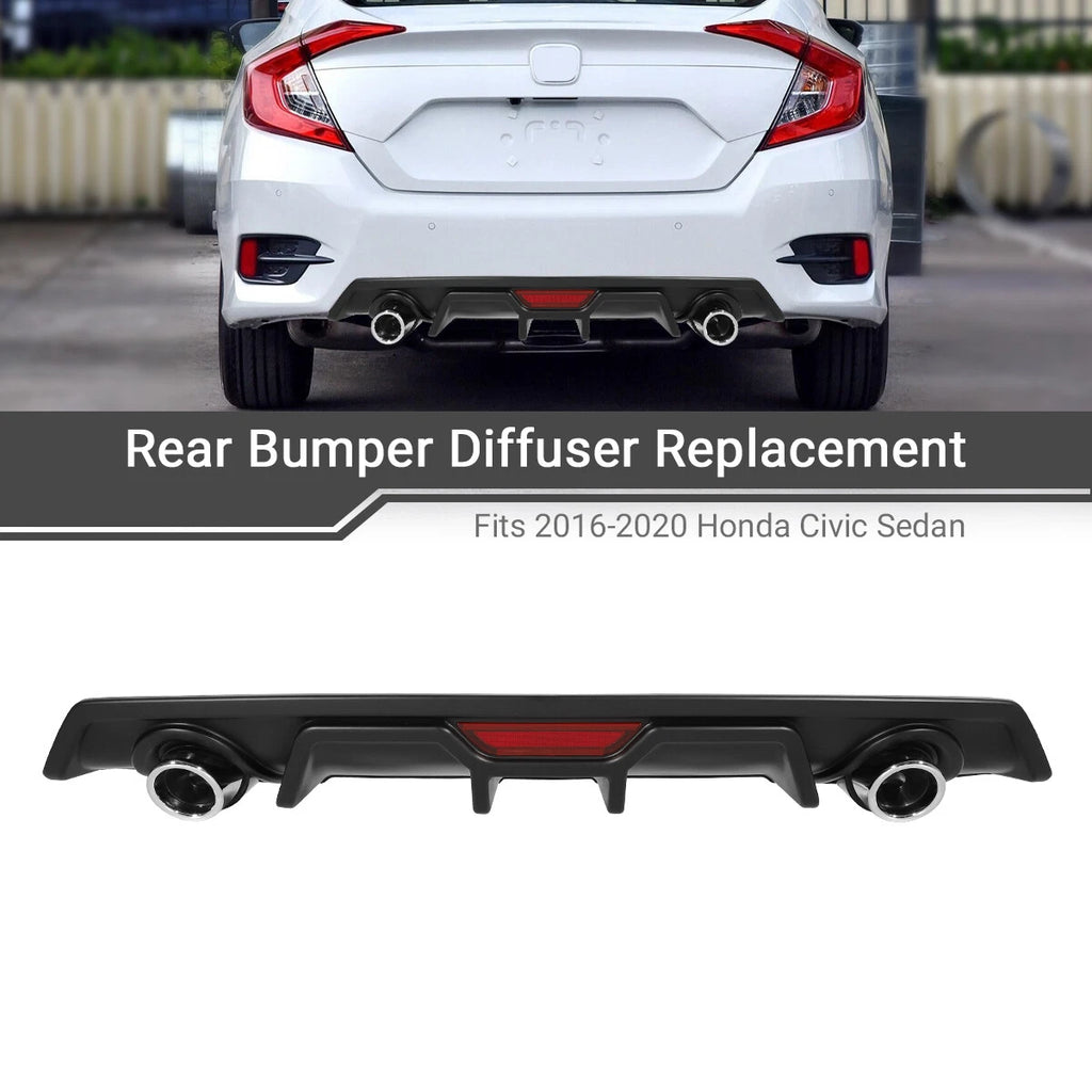 Matte Black Rear Bumper Diffuser Lip for Honda Civic (2016–2020)