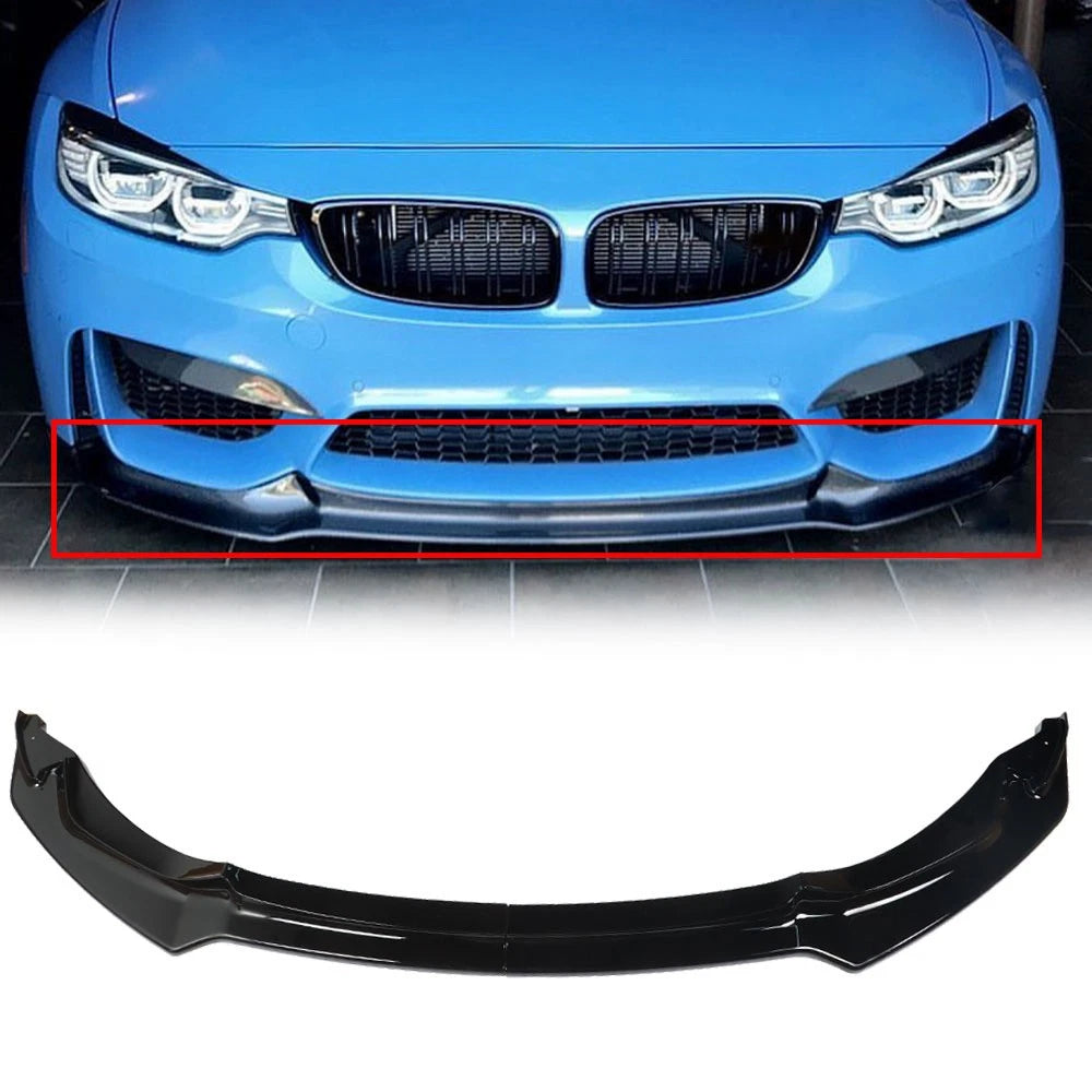 Front Bumper Lip Sport CS Style Glossy Black for BMW M3 M4 (2015–2020)