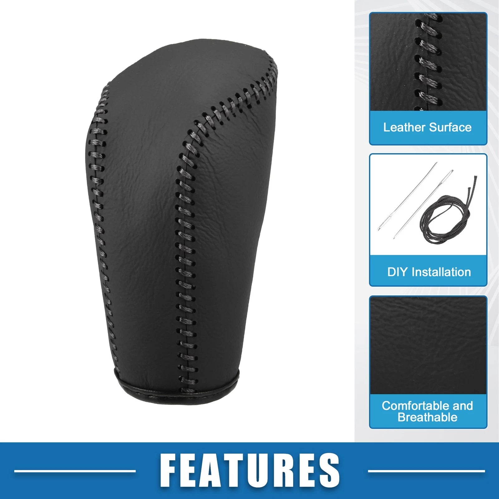 1 Pcs Gear Shifting Knob Cover for Hyundai Verna (2010–2014) Faux Leather Black 726215795974
