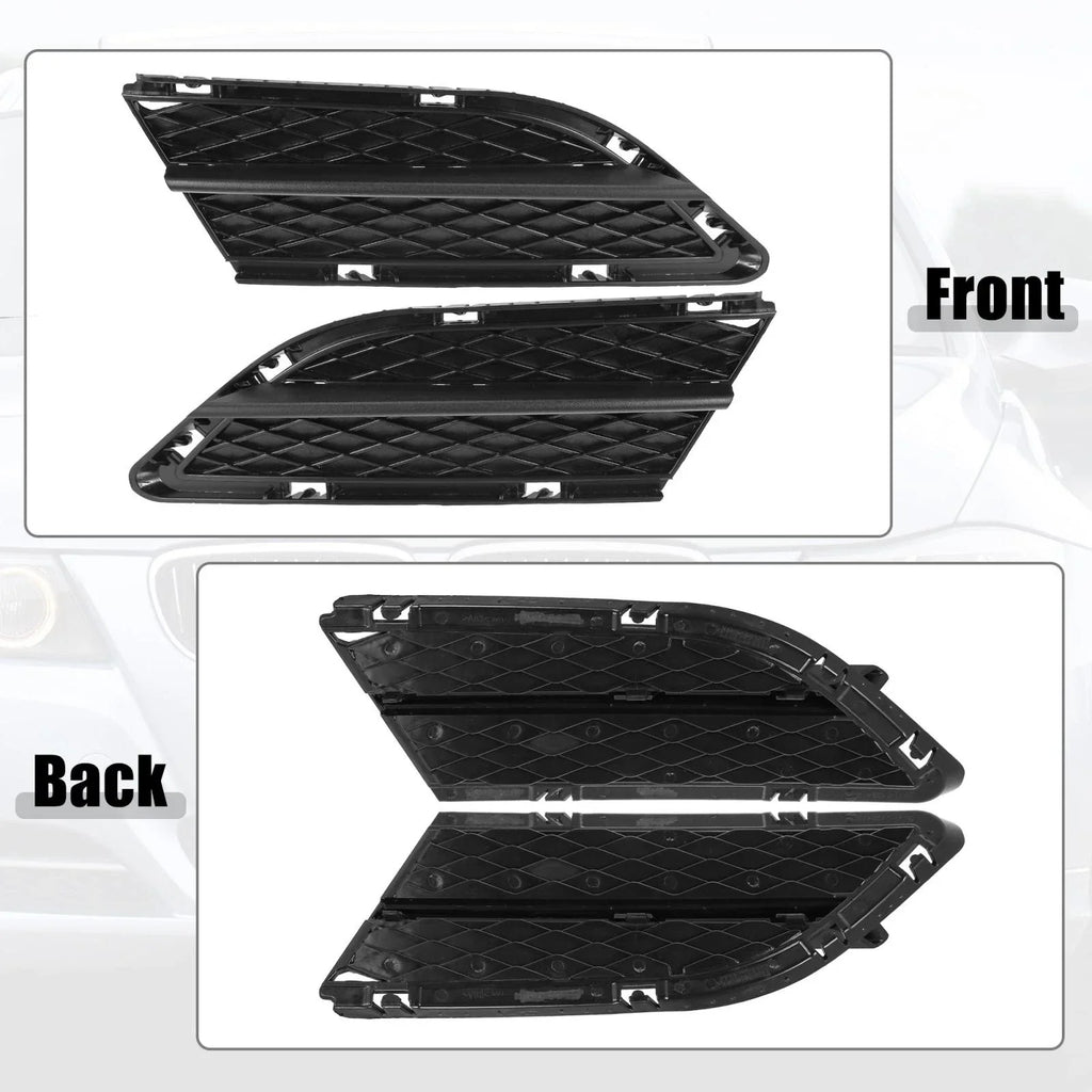 Pair Left Right Fog Light Grille Black for BMW 328i (2009 - 2010)