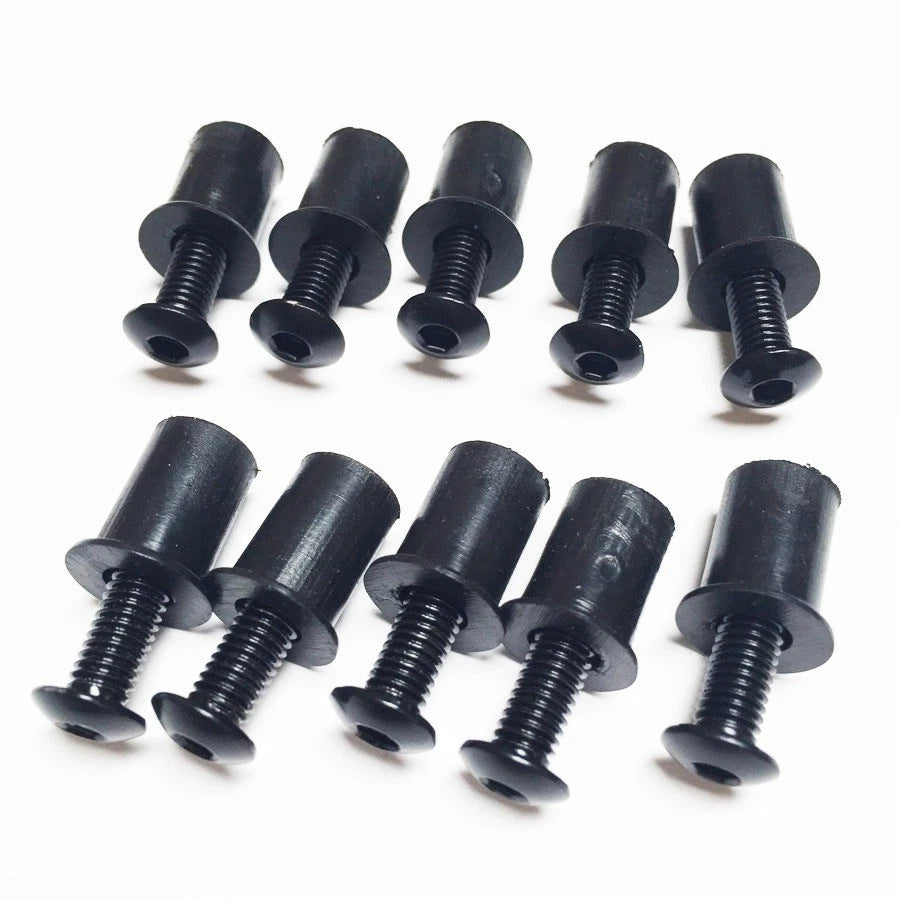 10pcs Windshield Bolt Kit for Motorcycle (Well Nuts/Bolts/Washer) Black