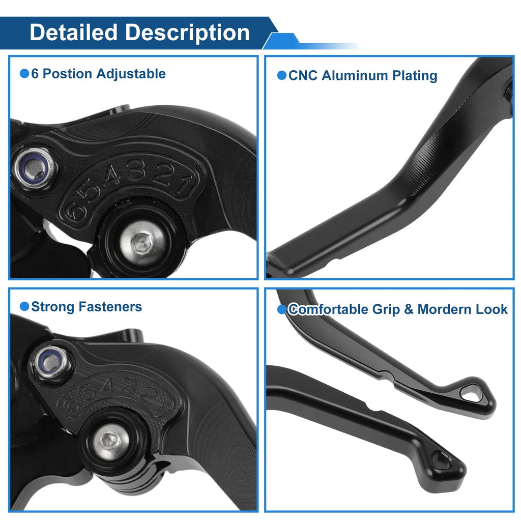 Adjustable Short Brake Clutch Levers for Honda VFR750 (1991–1997) Black 1 Pair