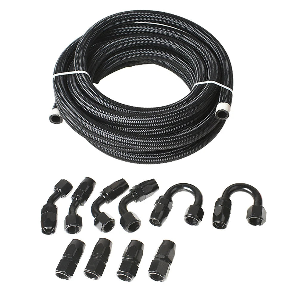 Braided Fuel Hose Line with 10AN Swivel Fitting Kit for Universal Vehicles 