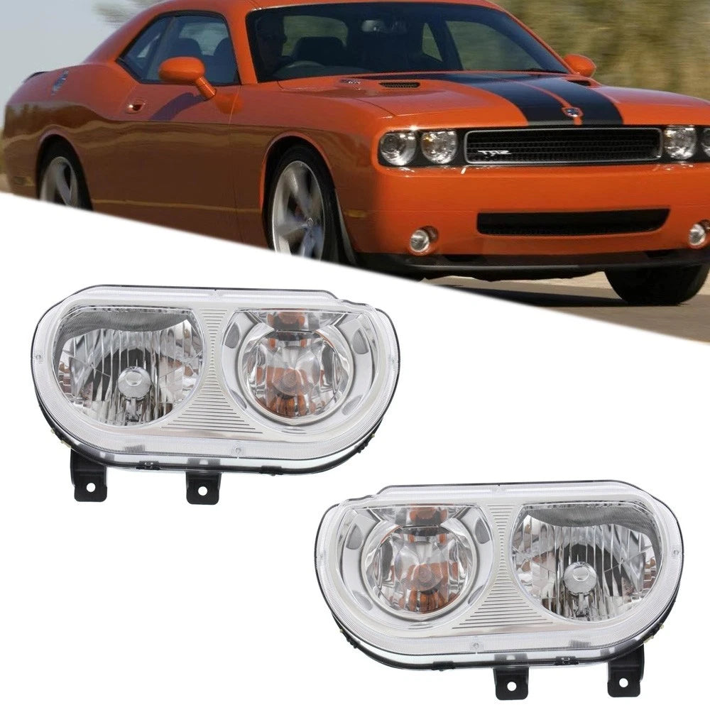 Set of 2 Headlight Assemblies for Dodge Challenger (2008â2014) Halogen