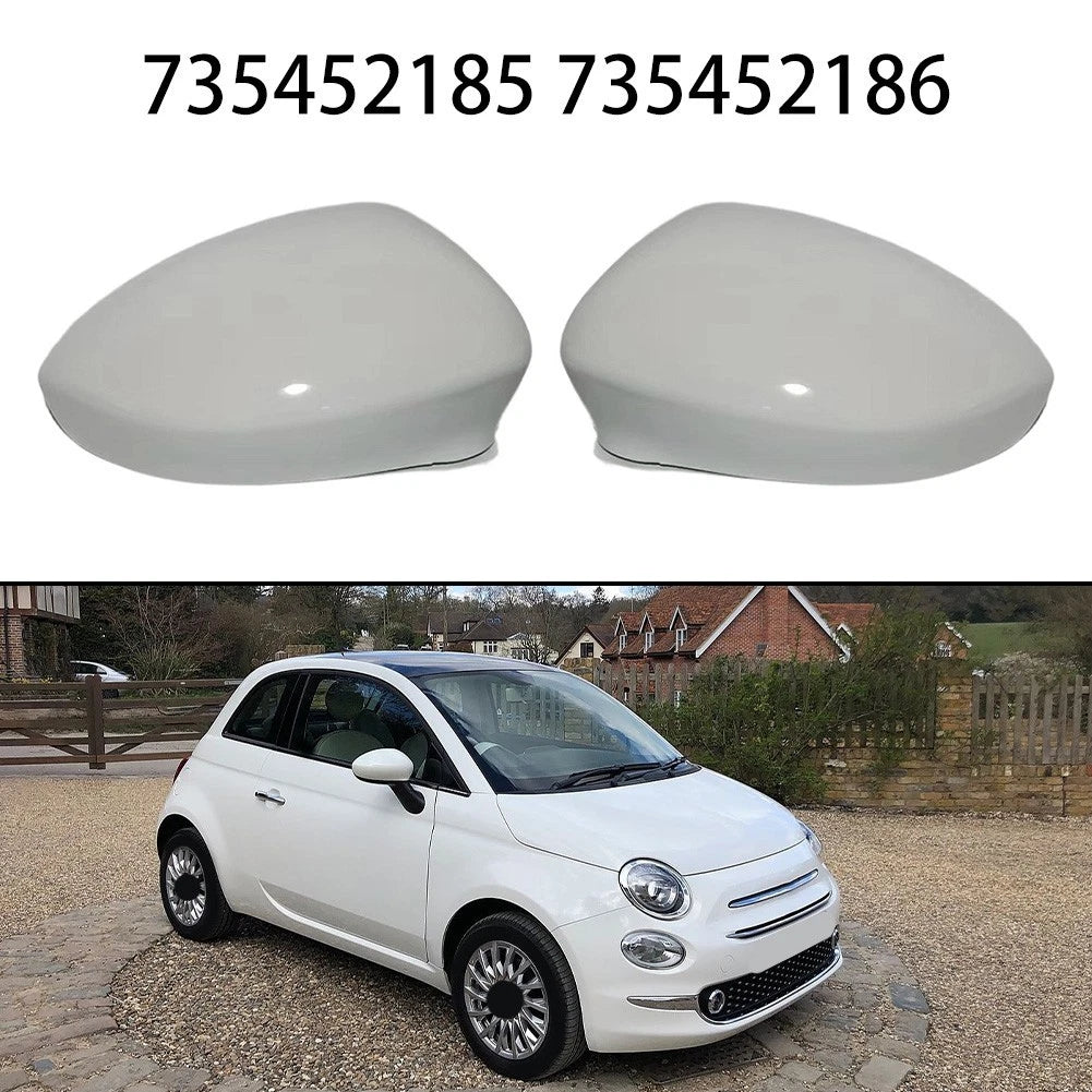 Mirror Cover for Fiat 500 (2007–2023) ABS White 22.5x10.5x11.5CM