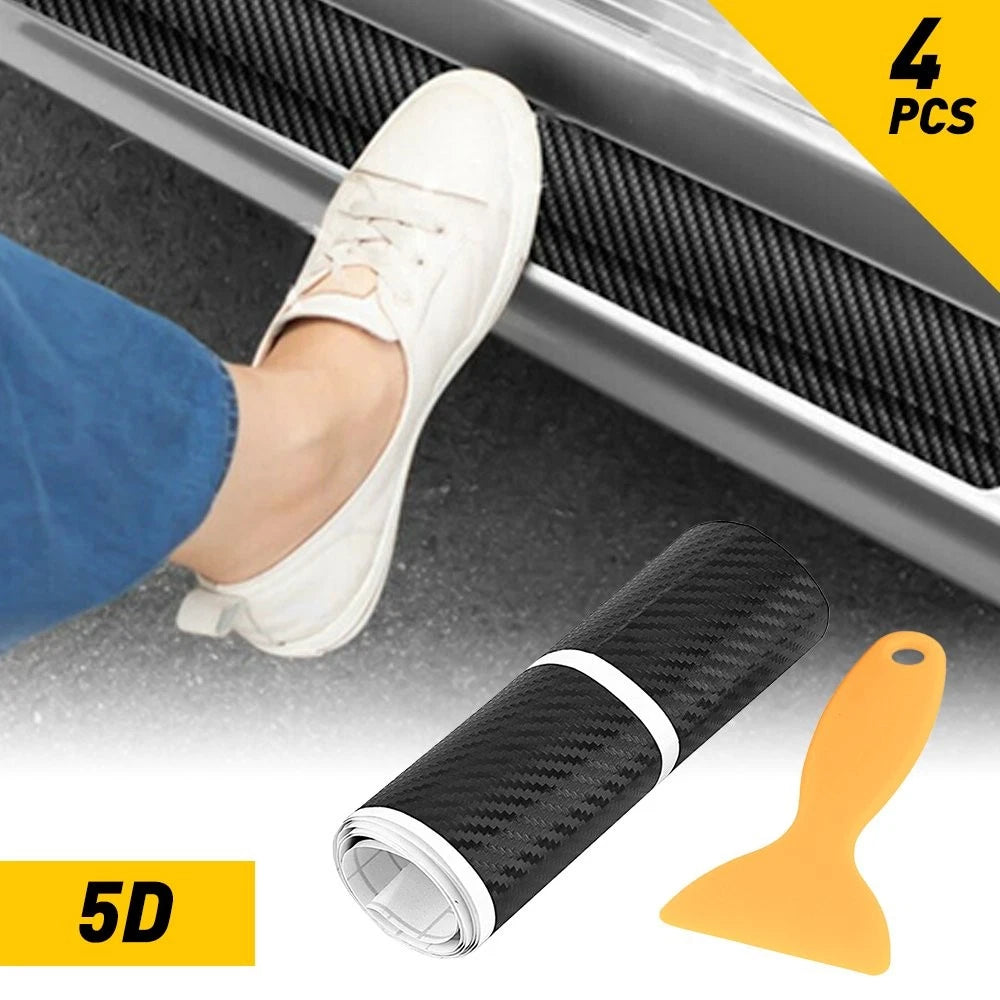 4X Carbon Fiber Door Protector Sill Scuff Plate Trim for