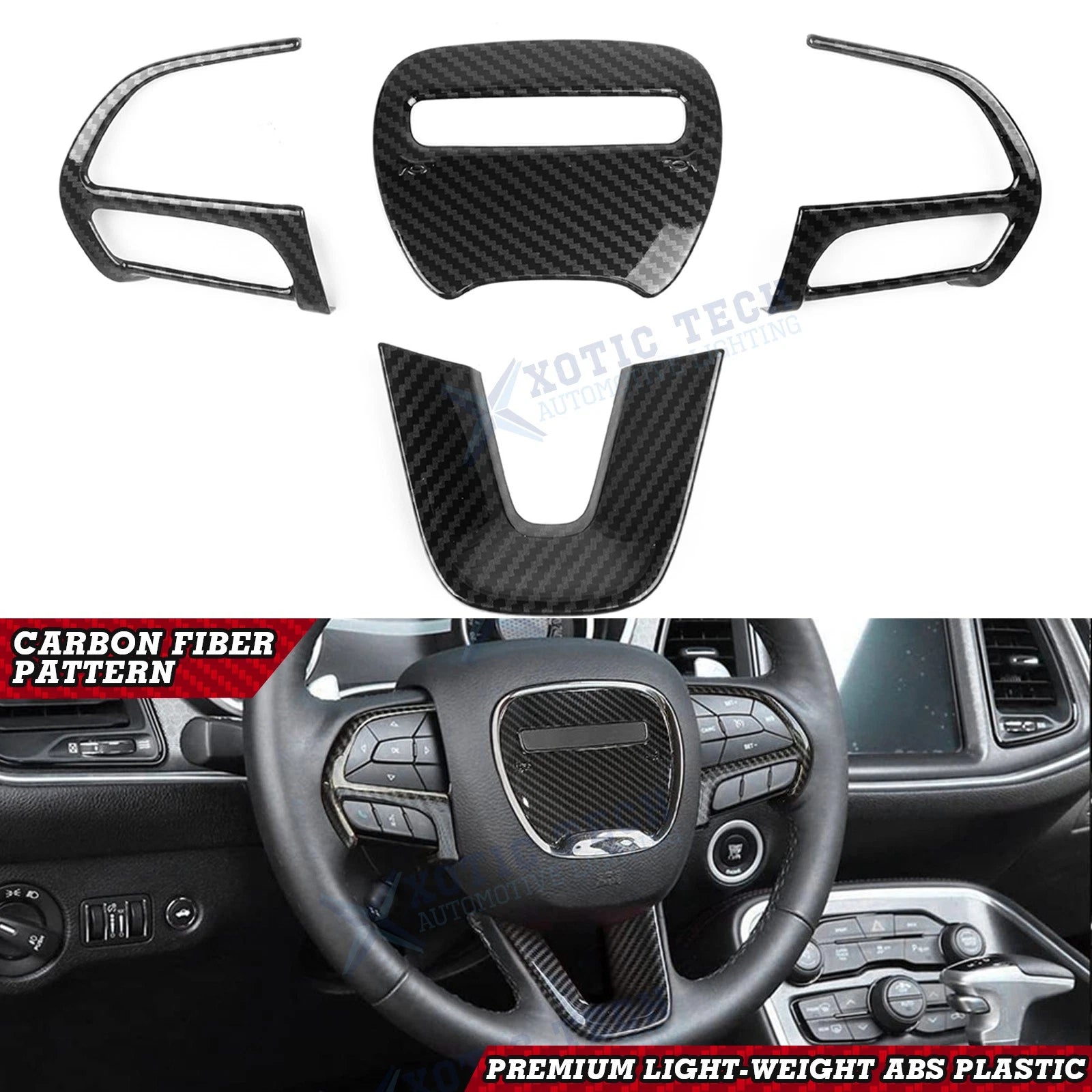Carbon Fiber Style Driver Side Control Cover for Dodge Challenger/Charger (2015–2019)