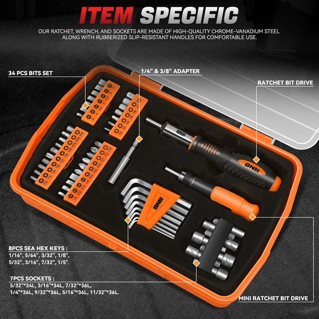 51Pcs Magnetic Screwdriver Bit Set with Organizer Box for Universal Use