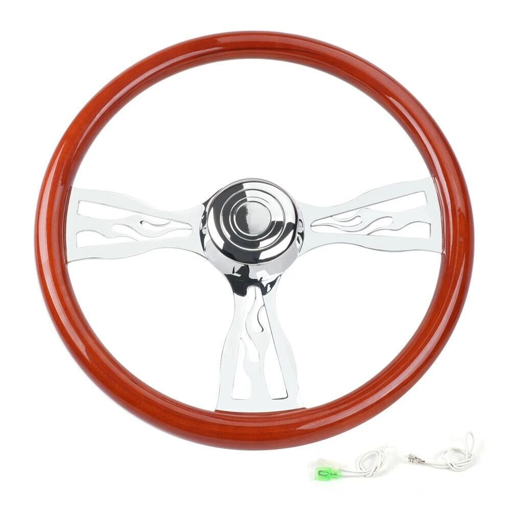 18" Chrome 3 Spoke Wood Steering Wheel for Big Rigs (Fits )