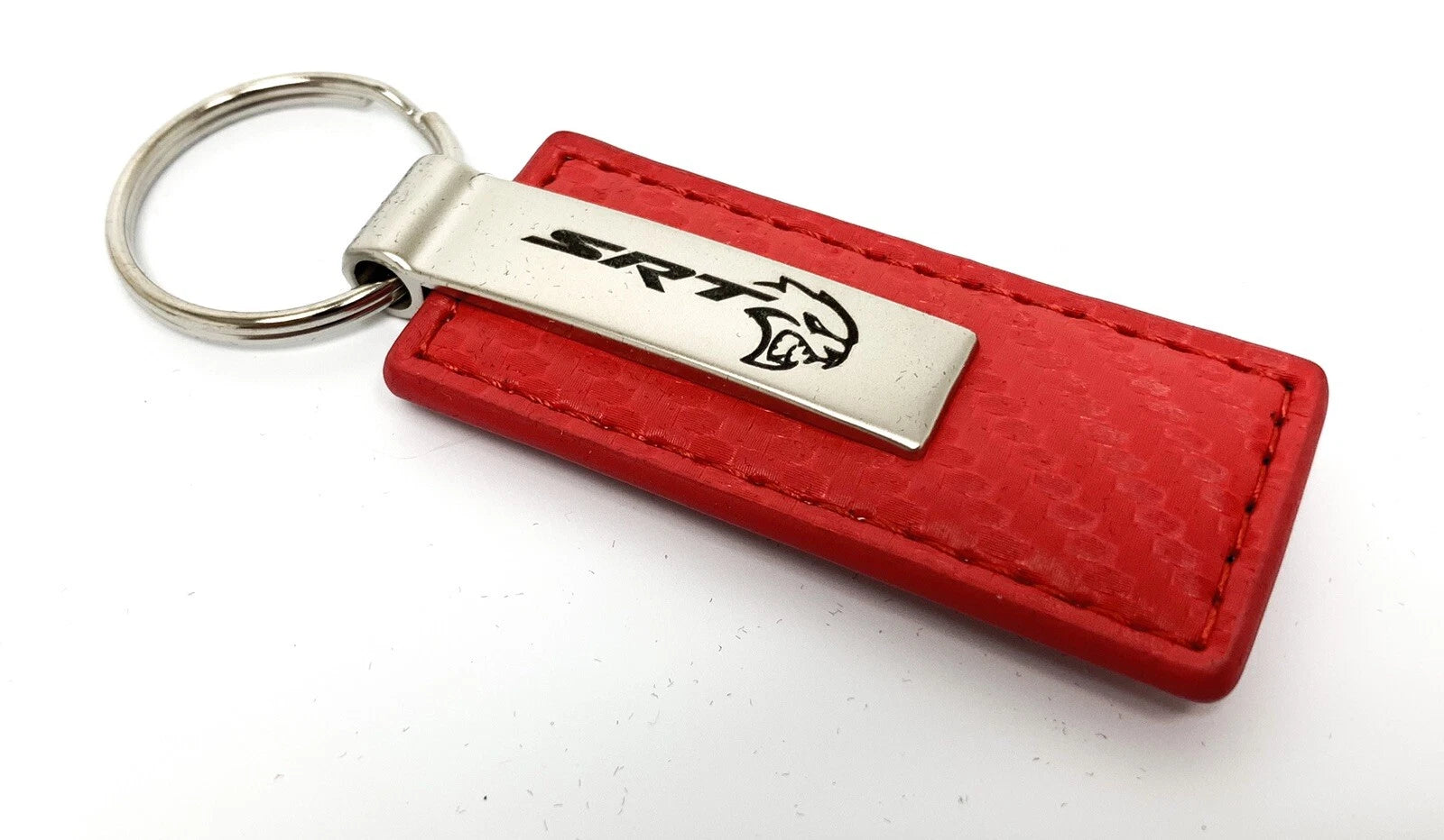 Leather Key Chain Rectangle with Carbon Fiber for Dodge SRT Vehicles (2015–2024)