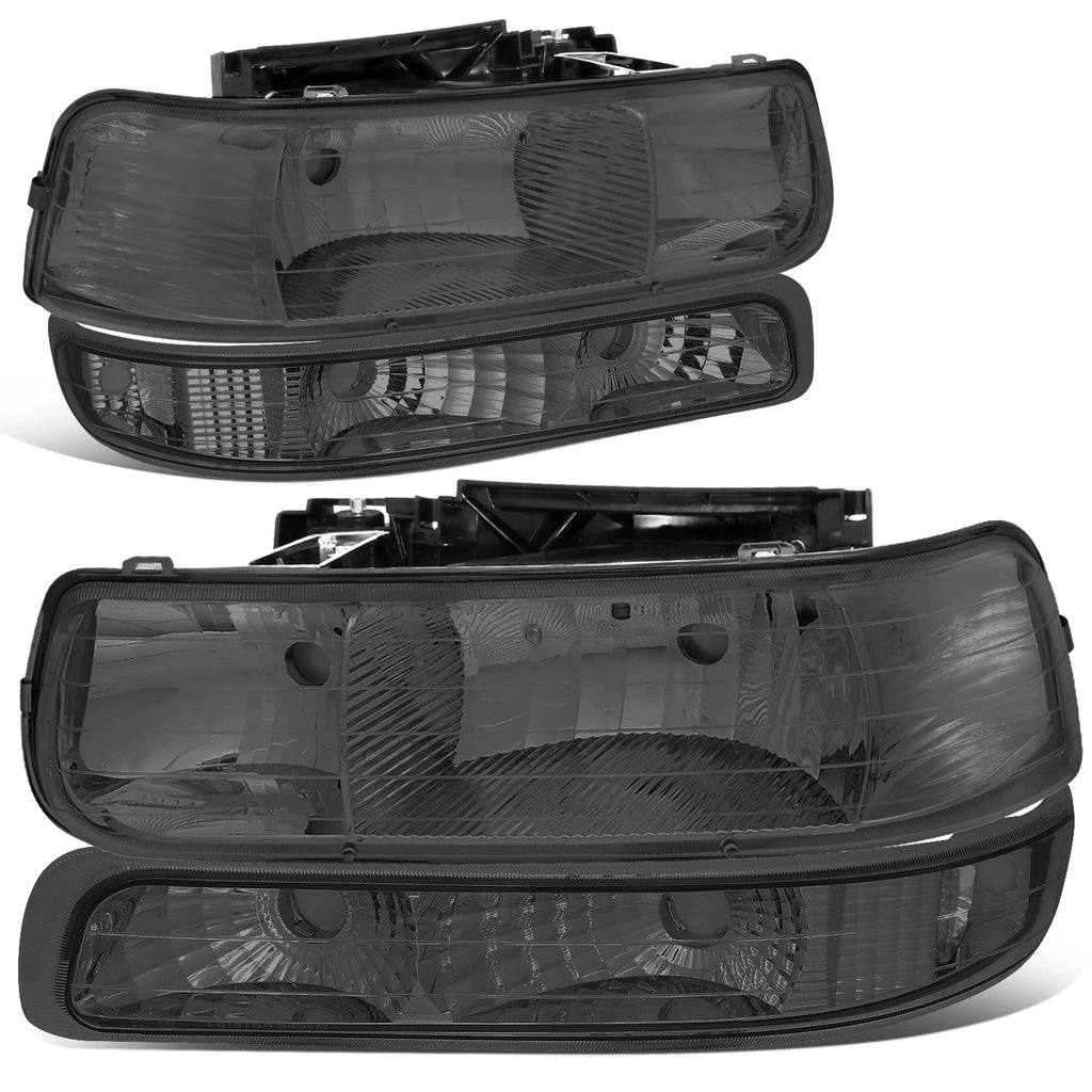 Smoked Headlight + Clear Bumper + 3D LED Brake/Tail Light for Silverado (1999–2002)