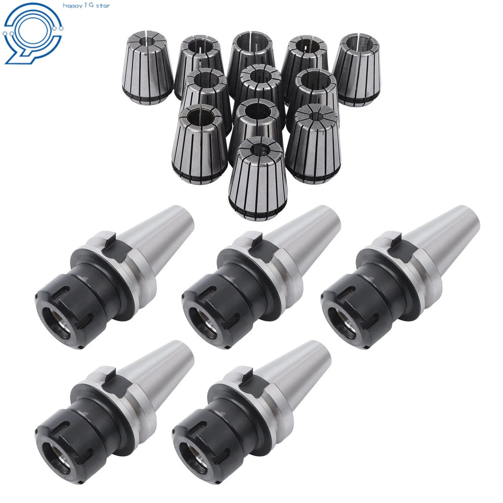 Set of 5 BT40 ER32 Precision Chucks with 12 Collets for High Speed (20000RPM)