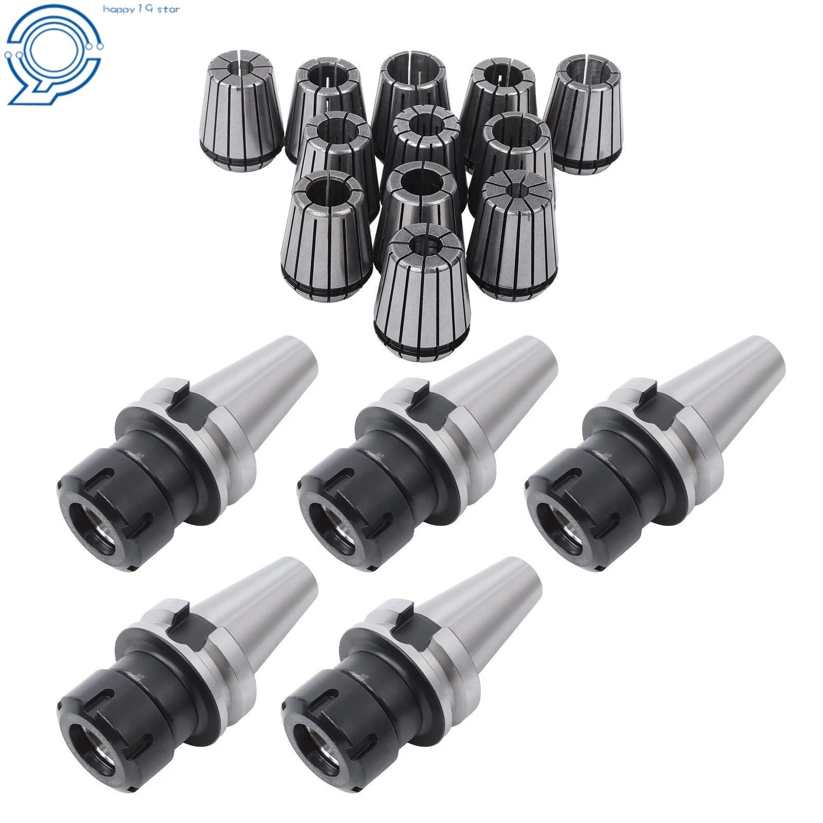 Set of 5 BT40 ER32 Precision Chucks with 12 Collets for High Speed (20000RPM)