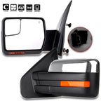Set of 2 Power Heated Puddle Light Signal Chrome Tow Mirrors for Ford F150 (2004–2014)