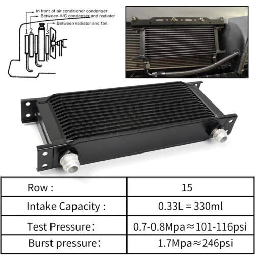 15 Row Engine Transmission Oil Cooler Kit for Universal Applications
