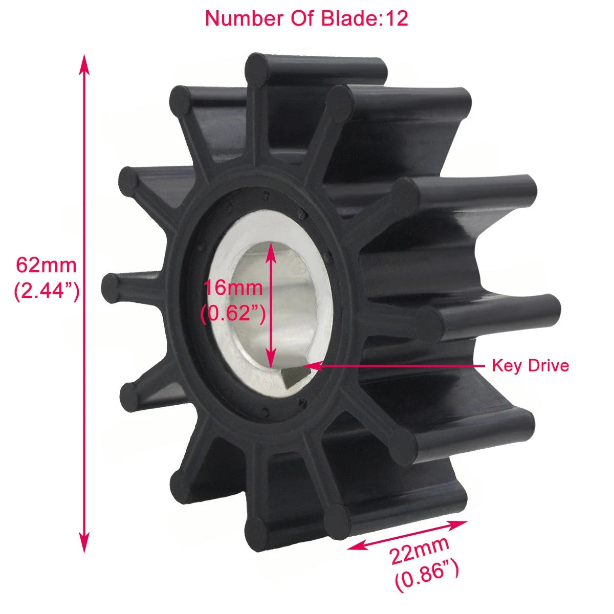 Water Pump Impeller for Kohler 229826 344089 344371 Westerbeke 302875