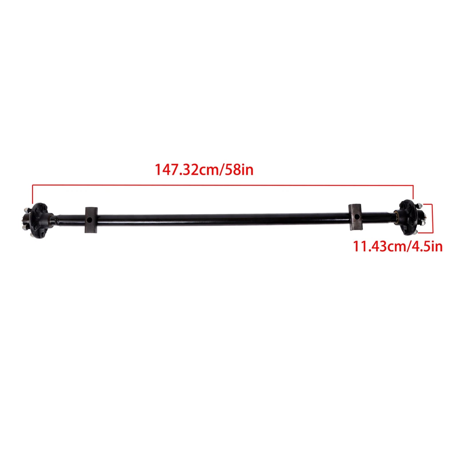 Trailer Axle 2000 lb 5 Lug 4.5" Hub Face with U-Bolt Kit (Fits Various Models)