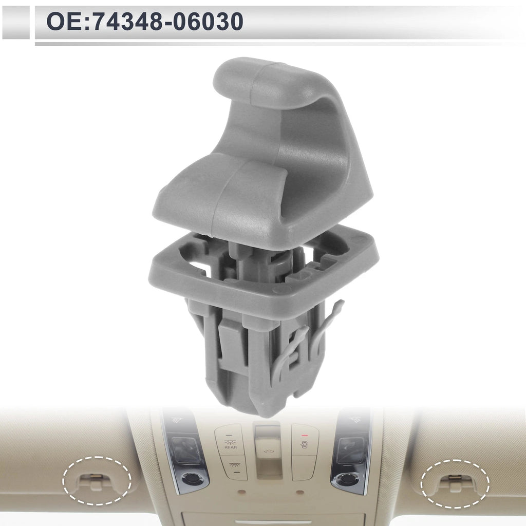 Sun Visor Holder Clip for Toyota Camry Highlander Corolla (No. 74348-06030) Gray