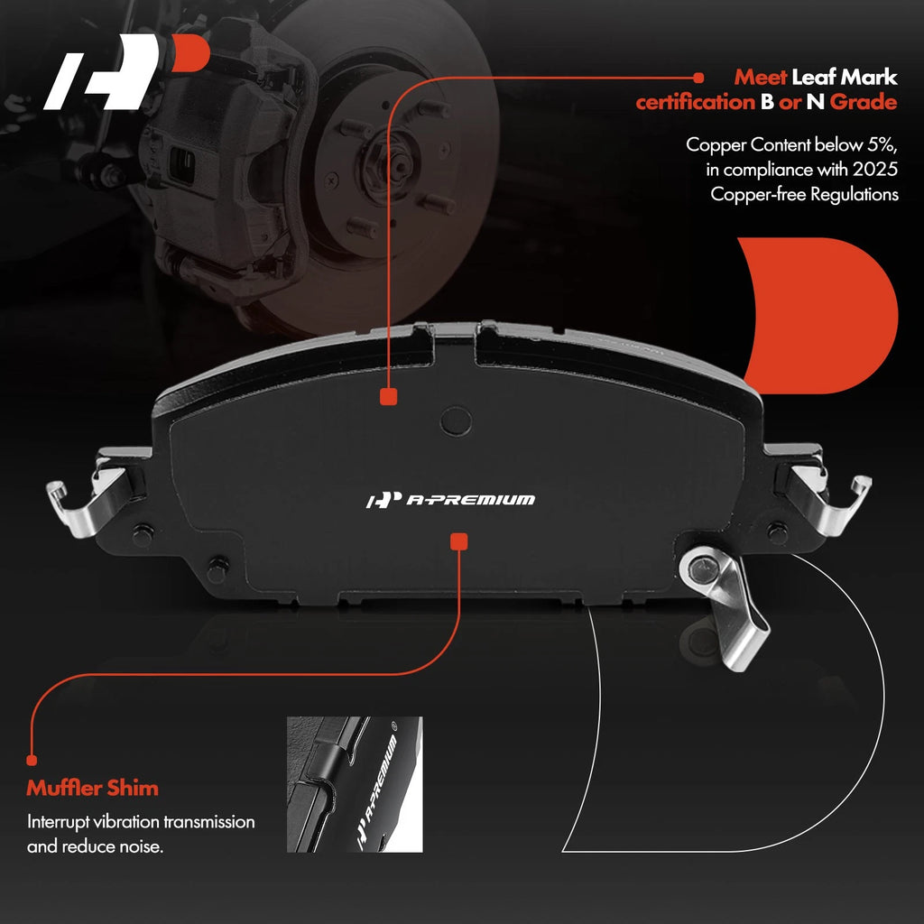 Set of 4 Front Side Ceramic Brake Pads for Honda Accord (2016–2017)
