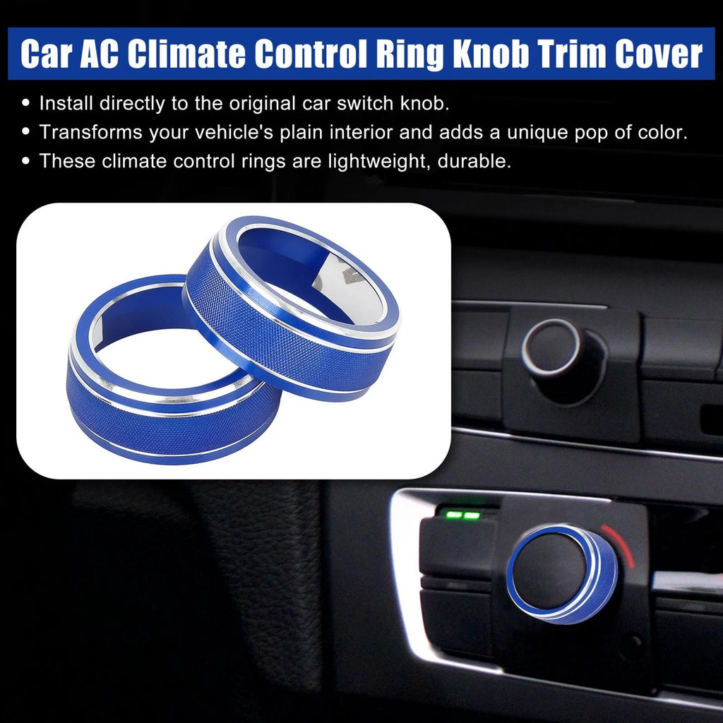 2X Blue AC Climate Control Knob Ring Trim Cover for Toyota RAV4 (2019–2021)