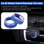 2X Blue AC Climate Control Knob Ring Trim Cover for Toyota RAV4 (2019–2021)