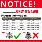 2X Rear Wheel Bearings Hubs Assembly 512284 for Lexus RX400h (2006–2008)