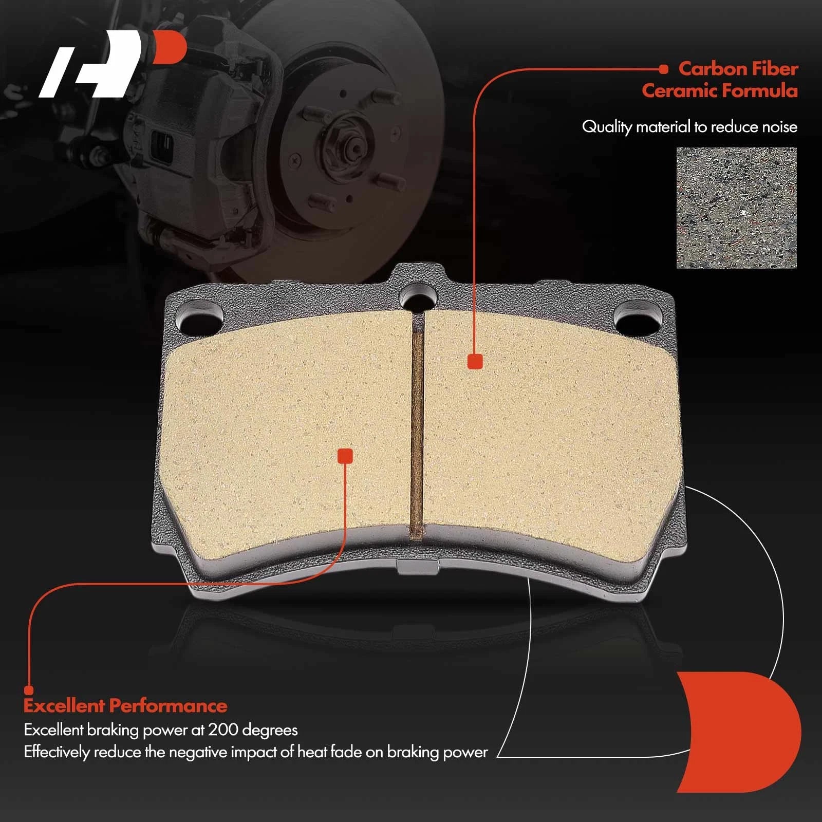 Set of 4 Front Ceramic Brake Pads for Kia Rio (2001–2002)