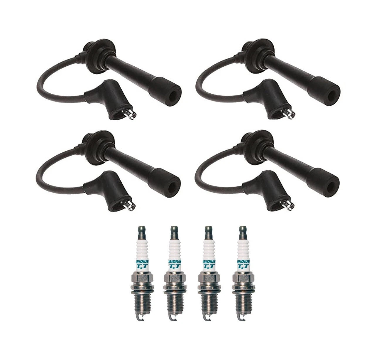 Denso 7mm Wire Set & 4 Iridium TT Spark Plugs for Mazda Miata (1990–2005)