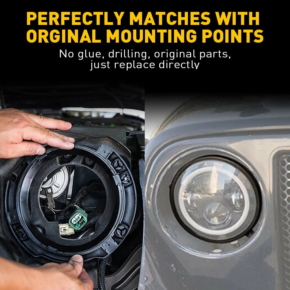 Set of 4 Headlight Mount Bracket Rings for Jeep Wrangler JK (2007–2018)