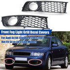 2X Honeycomb Bumper Fog Light Lamp Grille Bezel Cover for Audi A4 B6 (2001–2005)