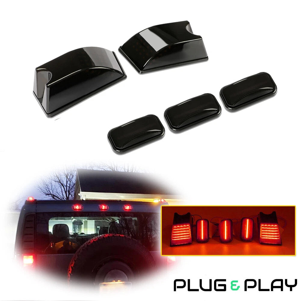 5X Black Smoked Lens Red LED Cab Roof Marker Lights for Hummer H2
