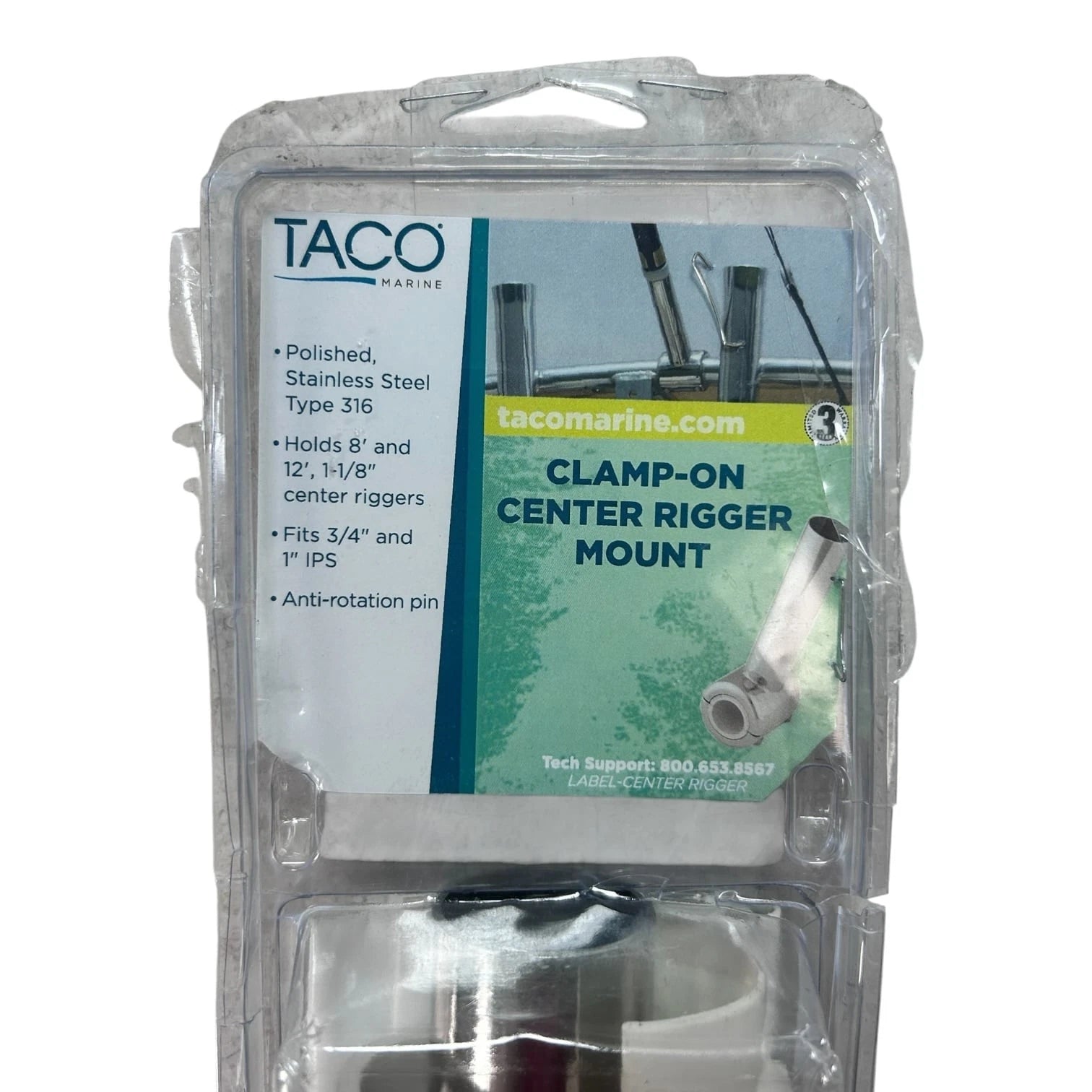 Fixed Clamp On Center Rigger Mount for Taco Marine F16-0311C-1 (3/4'' & 1'' IPS)