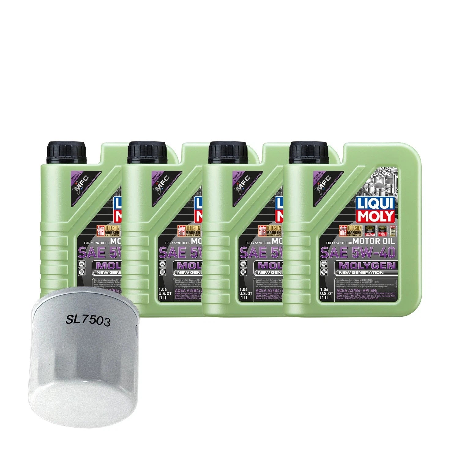 Set of 4 Liqui Moly Molygen 5W-40 Oil Change Kit for Audi Jetta (2011–2018)