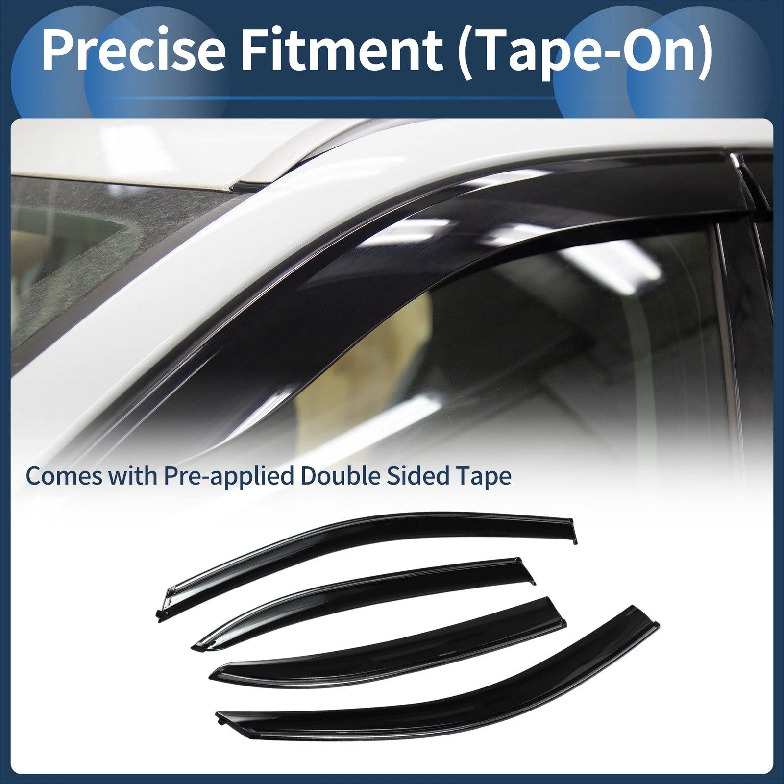 Set of 4 Window Deflectors for Chevrolet Malibu (2013) - Black Vent Visors