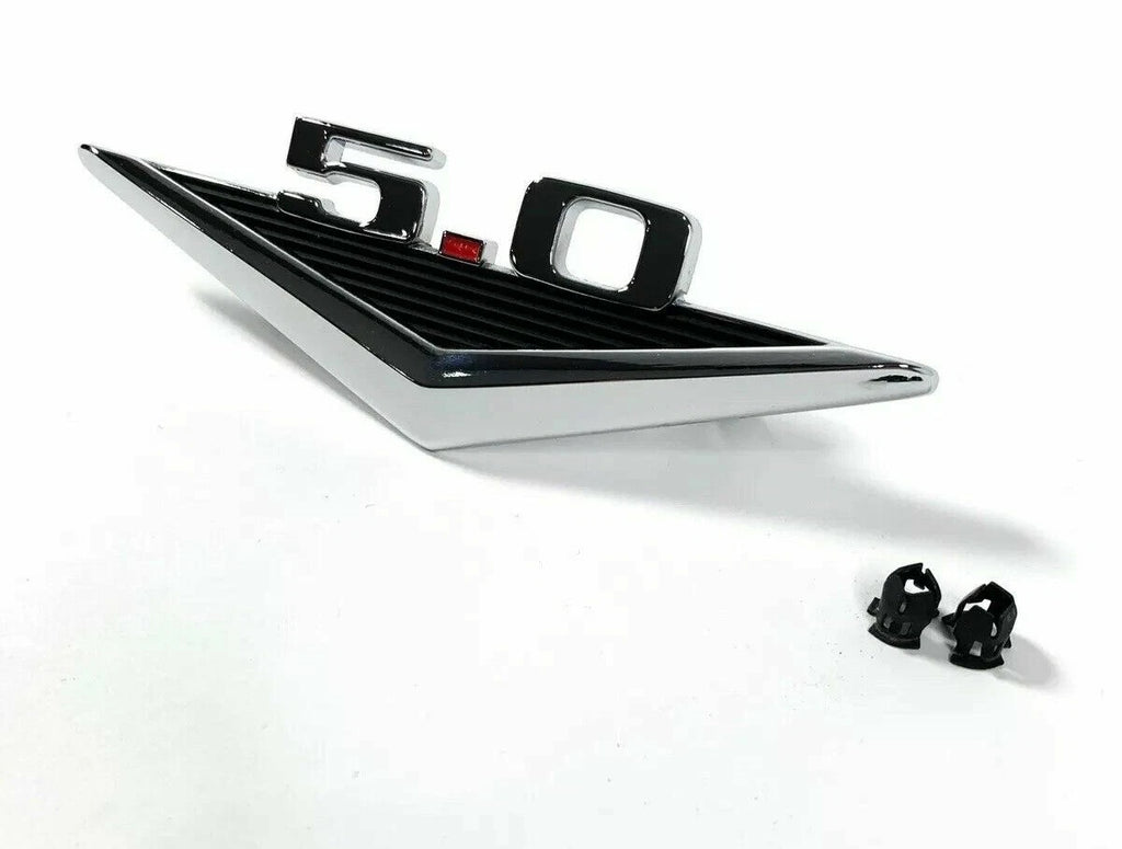 Fender Emblems with Clips for 1964–1966 Ford Mustang 5.0 V8 Chrome