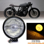 4.5" Black Bates Style Headlight w/Clear Lens for Harley Chopper Bobber